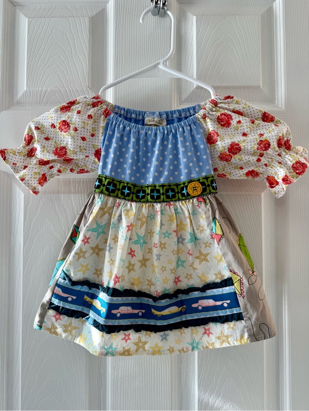 Matilda Jane Multi-Print Patchwork Kids Dress - Blue & Floral Size 2